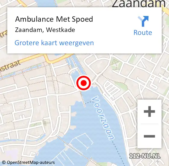 Locatie op kaart van de 112 melding: Ambulance Met Spoed Naar Zaandam, Westkade op 25 oktober 2018 14:19
