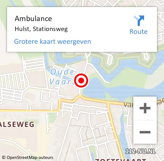 Locatie op kaart van de 112 melding: Ambulance Hulst, Stationsweg op 25 oktober 2018 15:02
