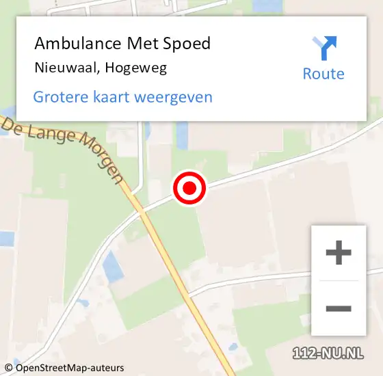 Locatie op kaart van de 112 melding: Ambulance Met Spoed Naar Nieuwaal, Hogeweg op 25 oktober 2018 15:07