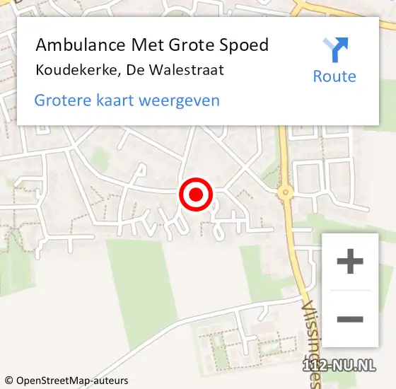 Locatie op kaart van de 112 melding: Ambulance Met Grote Spoed Naar Koudekerke, De Walestraat op 25 oktober 2018 15:57