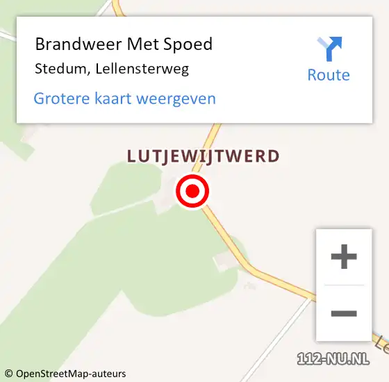 Locatie op kaart van de 112 melding: Brandweer Met Spoed Naar Stedum, Lellensterweg op 25 oktober 2018 16:35