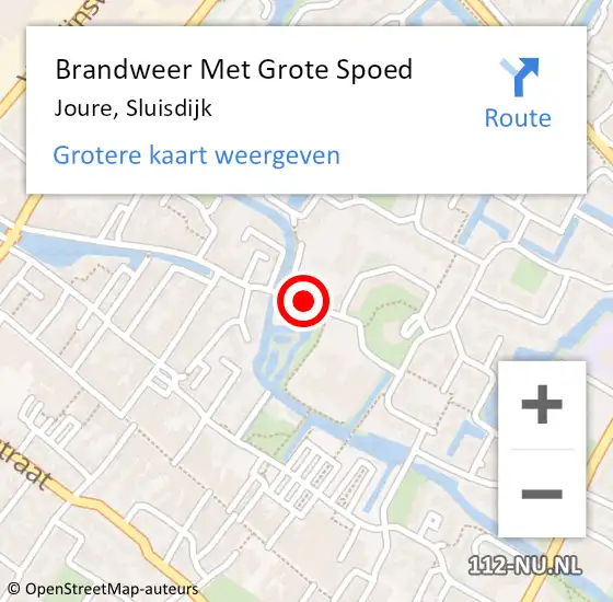 Locatie op kaart van de 112 melding: Brandweer Met Grote Spoed Naar Joure, Sluisdijk op 25 oktober 2018 19:41