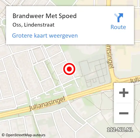 Locatie op kaart van de 112 melding: Brandweer Met Spoed Naar Oss, Lindenstraat op 25 oktober 2018 20:17