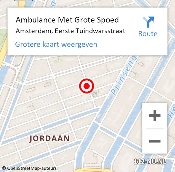 Locatie op kaart van de 112 melding: Ambulance Met Grote Spoed Naar Amsterdam, Eerste Tuindwarsstraat op 25 oktober 2018 22:31