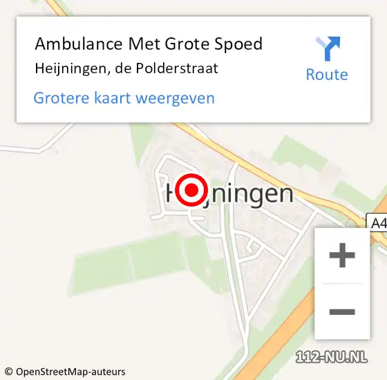 Locatie op kaart van de 112 melding: Ambulance Met Grote Spoed Naar Heijningen, de Polderstraat op 25 oktober 2018 22:42