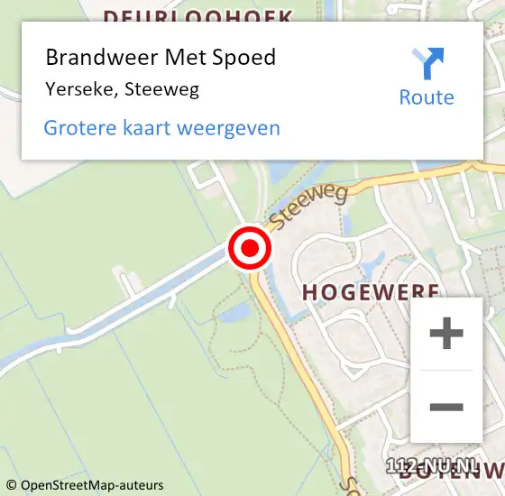 Locatie op kaart van de 112 melding: Brandweer Met Spoed Naar Yerseke, Steeweg op 25 oktober 2018 22:49