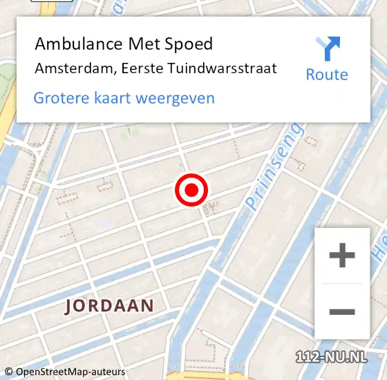 Locatie op kaart van de 112 melding: Ambulance Met Spoed Naar Amsterdam, Eerste Tuindwarsstraat op 25 oktober 2018 22:52