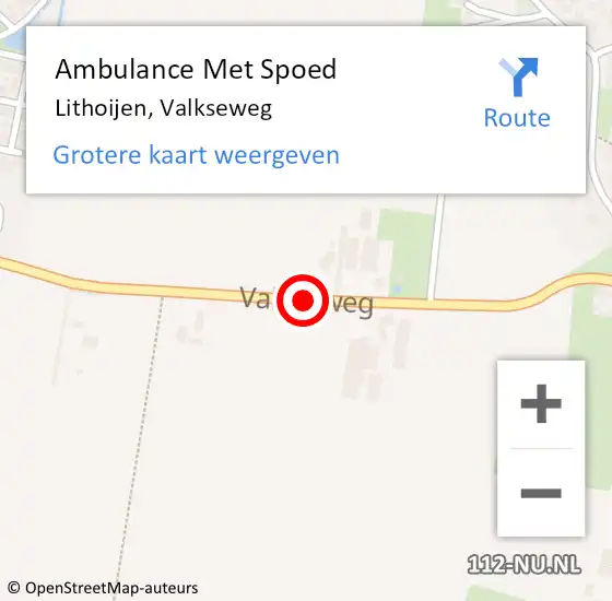 Locatie op kaart van de 112 melding: Ambulance Met Spoed Naar Lithoijen, Valkseweg op 26 oktober 2018 01:44
