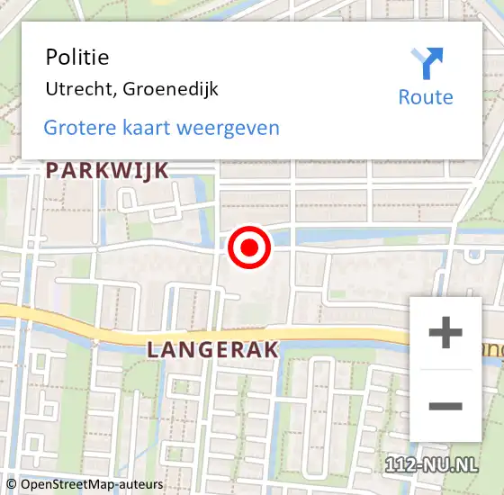 Locatie op kaart van de 112 melding: Politie Utrecht, Groenedijk op 26 oktober 2018 02:12