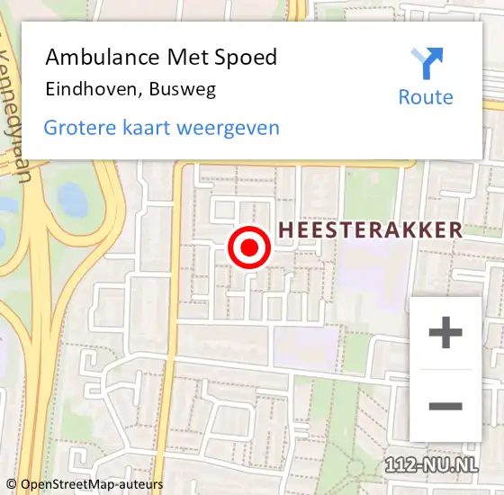 Locatie op kaart van de 112 melding: Ambulance Met Spoed Naar Eindhoven, Busweg op 26 oktober 2018 02:34