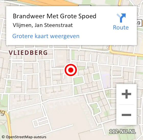 Locatie op kaart van de 112 melding: Brandweer Met Grote Spoed Naar Vlijmen, Jan Steenstraat op 26 oktober 2018 02:53