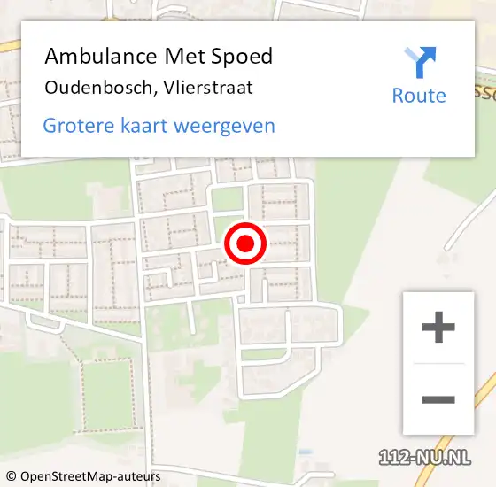 Locatie op kaart van de 112 melding: Ambulance Met Spoed Naar Oudenbosch, Vlierstraat op 26 oktober 2018 06:26