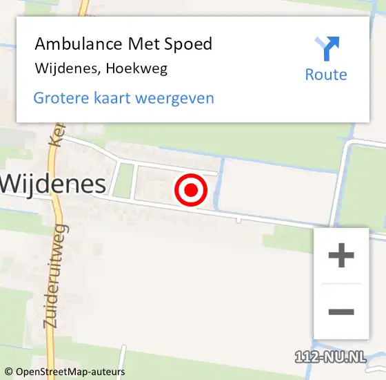 Locatie op kaart van de 112 melding: Ambulance Met Spoed Naar Wijdenes, Hoekweg op 26 oktober 2018 06:51