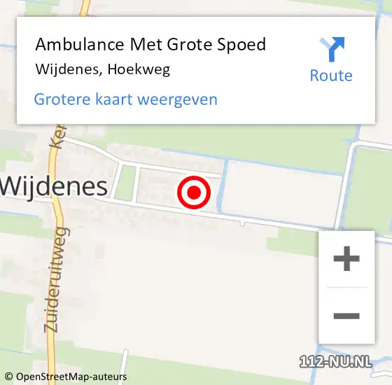 Locatie op kaart van de 112 melding: Ambulance Met Grote Spoed Naar Wijdenes, Hoekweg op 26 oktober 2018 06:54