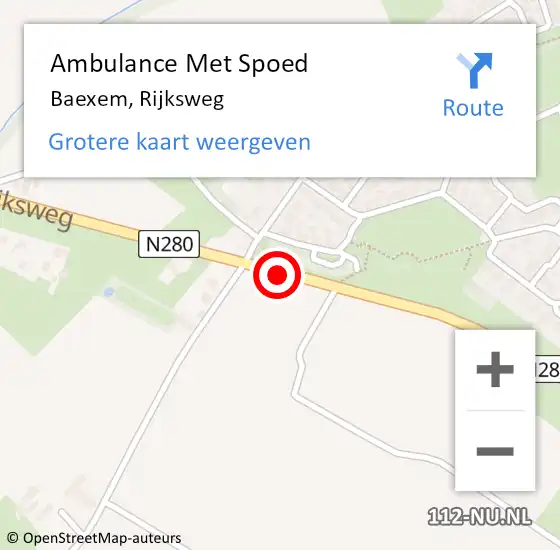 Locatie op kaart van de 112 melding: Ambulance Met Spoed Naar Baexem, Rijksweg op 26 oktober 2018 08:29