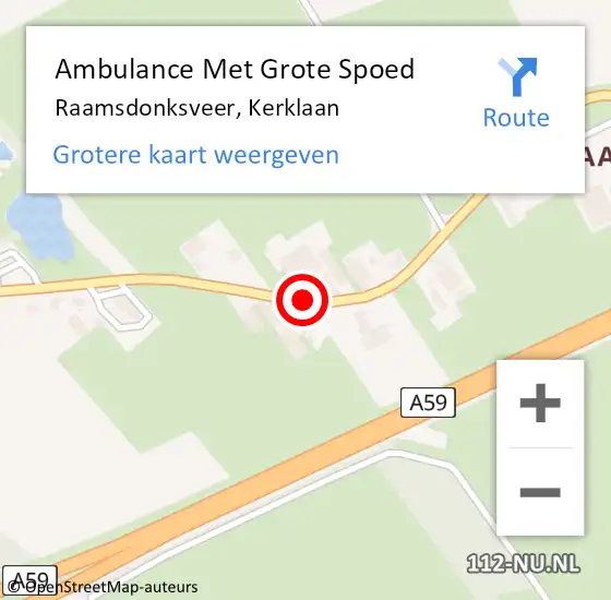 Locatie op kaart van de 112 melding: Ambulance Met Grote Spoed Naar Raamsdonksveer, Kerklaan op 26 oktober 2018 09:41