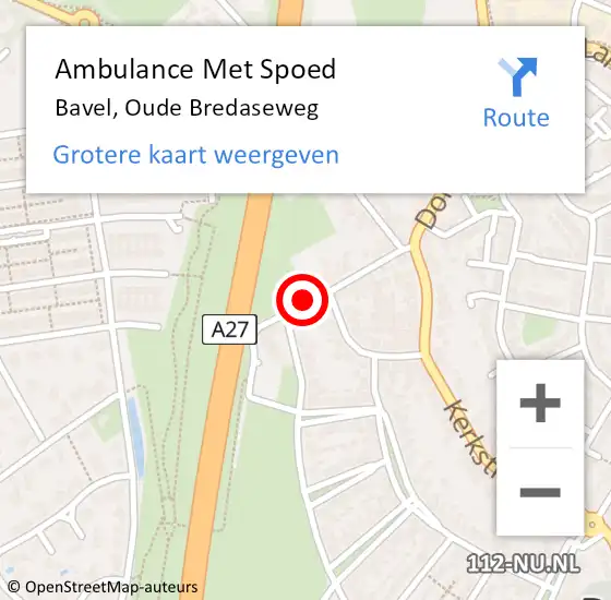 Locatie op kaart van de 112 melding: Ambulance Met Spoed Naar Bavel, Oude Bredaseweg op 26 oktober 2018 10:08