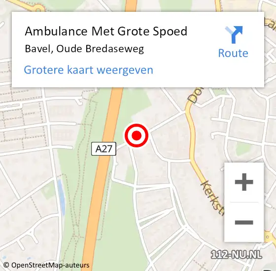 Locatie op kaart van de 112 melding: Ambulance Met Grote Spoed Naar Bavel, Oude Bredaseweg op 26 oktober 2018 10:10