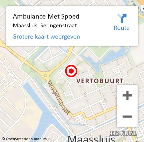 Locatie op kaart van de 112 melding: Ambulance Met Spoed Naar Maassluis, Seringenstraat op 26 oktober 2018 10:40