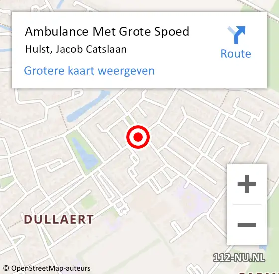 Locatie op kaart van de 112 melding: Ambulance Met Grote Spoed Naar Hulst, Jacob Catslaan op 26 oktober 2018 10:44