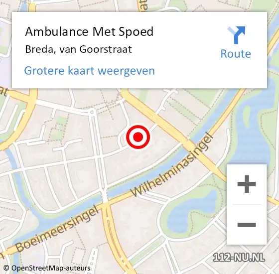 Locatie op kaart van de 112 melding: Ambulance Met Spoed Naar Breda, van Goorstraat op 26 oktober 2018 12:10