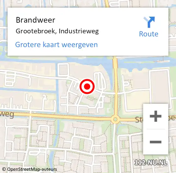 Locatie op kaart van de 112 melding: Brandweer Grootebroek, Industrieweg op 12 maart 2014 22:00