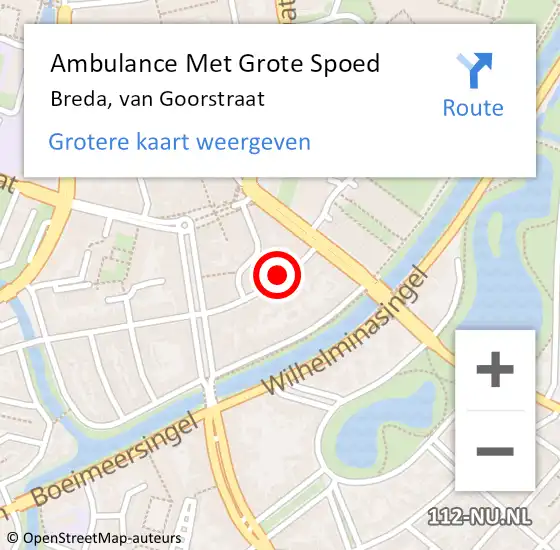 Locatie op kaart van de 112 melding: Ambulance Met Grote Spoed Naar Breda, van Goorstraat op 26 oktober 2018 12:14