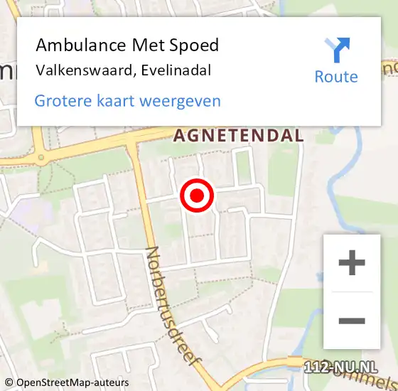 Locatie op kaart van de 112 melding: Ambulance Met Spoed Naar Valkenswaard, Evelinadal op 26 oktober 2018 12:53