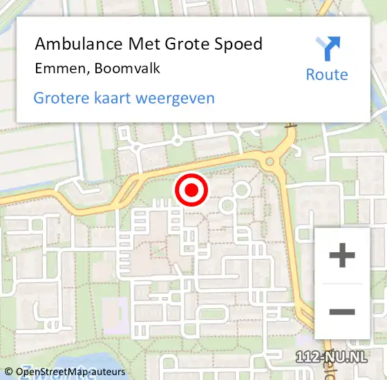 Locatie op kaart van de 112 melding: Ambulance Met Grote Spoed Naar Emmen, Boomvalk op 12 maart 2014 22:08