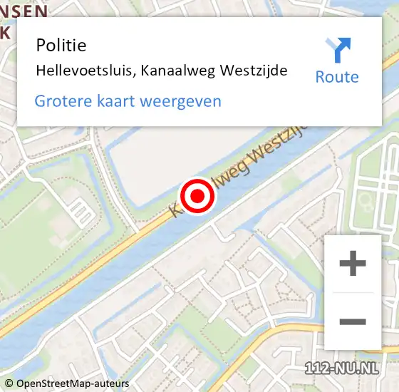 Locatie op kaart van de 112 melding: Politie Hellevoetsluis, Kanaalweg Westzijde op 26 oktober 2018 13:29
