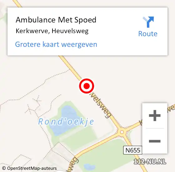 Locatie op kaart van de 112 melding: Ambulance Met Spoed Naar Kerkwerve, Heuvelsweg op 26 oktober 2018 15:00