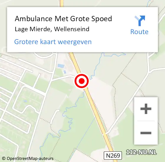 Locatie op kaart van de 112 melding: Ambulance Met Grote Spoed Naar Lage Mierde, Wellenseind op 26 oktober 2018 16:52