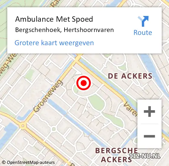 Locatie op kaart van de 112 melding: Ambulance Met Spoed Naar Bergschenhoek, Hertshoornvaren op 26 oktober 2018 17:17