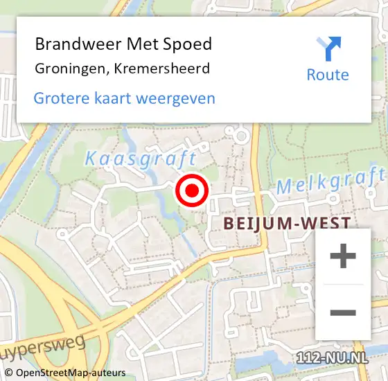 Locatie op kaart van de 112 melding: Brandweer Met Spoed Naar Groningen, Kremersheerd op 26 oktober 2018 17:31