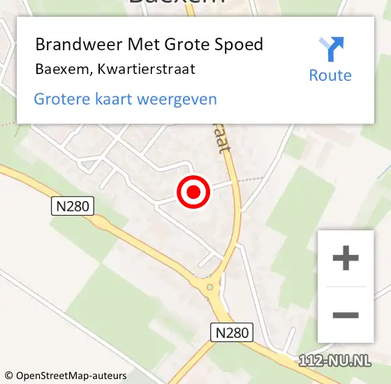 Locatie op kaart van de 112 melding: Brandweer Met Grote Spoed Naar Baexem, Kwartierstraat op 26 oktober 2018 18:53