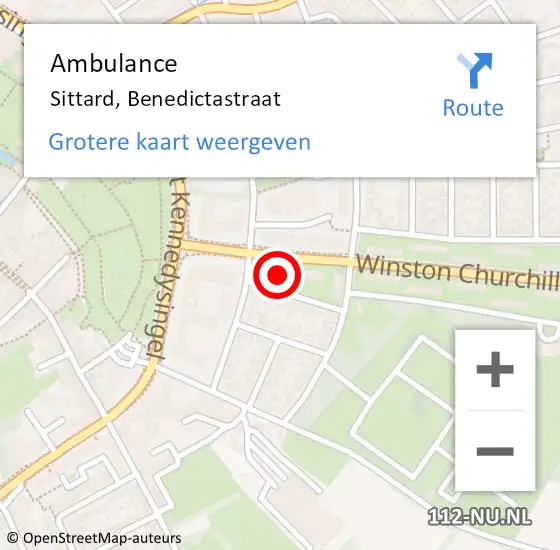 Locatie op kaart van de 112 melding: Ambulance Sittard, Benedictastraat op 12 maart 2014 23:05