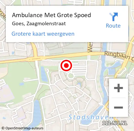 Locatie op kaart van de 112 melding: Ambulance Met Grote Spoed Naar Goes, Zaagmolenstraat op 26 oktober 2018 21:18