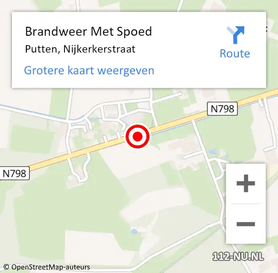 Locatie op kaart van de 112 melding: Brandweer Met Spoed Naar Putten, Nijkerkerstraat op 26 oktober 2018 21:30