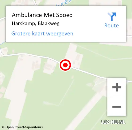 Locatie op kaart van de 112 melding: Ambulance Met Spoed Naar Harskamp, Blaakweg op 26 oktober 2018 23:06