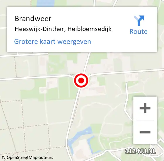 Locatie op kaart van de 112 melding: Brandweer Heeswijk-Dinther, Heibloemsedijk op 26 oktober 2018 23:54