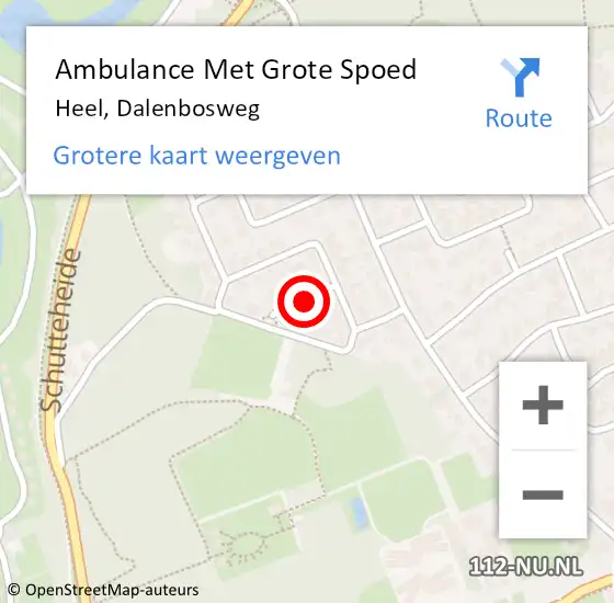 Locatie op kaart van de 112 melding: Ambulance Met Grote Spoed Naar Heel, Dalenbosweg op 27 oktober 2018 00:06