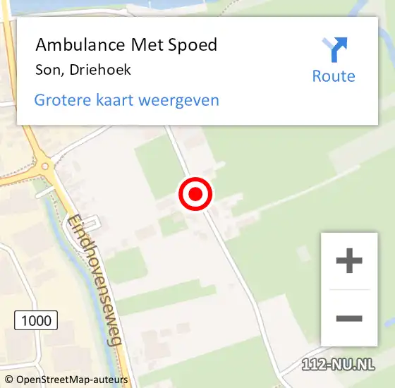 Locatie op kaart van de 112 melding: Ambulance Met Spoed Naar Son, Driehoek op 27 oktober 2018 00:11