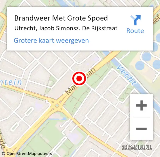 Locatie op kaart van de 112 melding: Brandweer Met Grote Spoed Naar Utrecht, Jacob Simonsz. De Rijkstraat op 27 oktober 2018 00:37