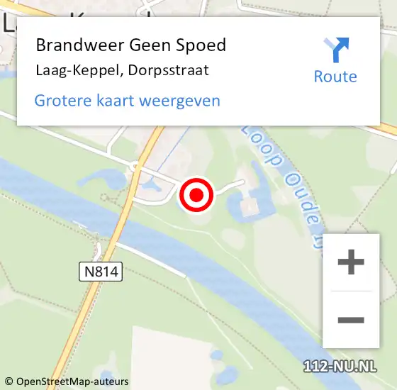 Locatie op kaart van de 112 melding: Brandweer Geen Spoed Naar Laag-Keppel, Dorpsstraat op 27 oktober 2018 00:47