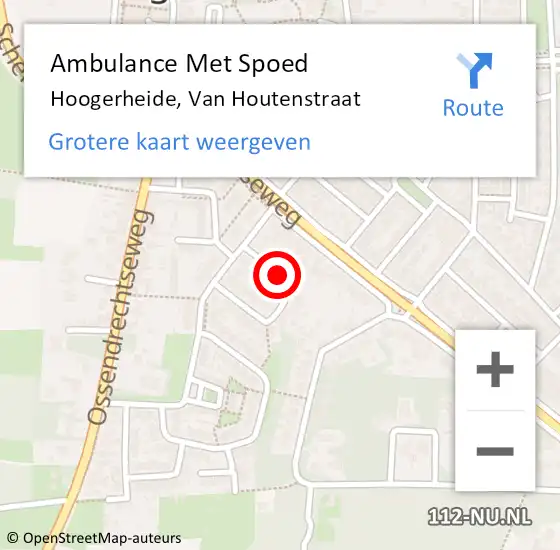 Locatie op kaart van de 112 melding: Ambulance Met Spoed Naar Hoogerheide, Van Houtenstraat op 27 oktober 2018 01:46