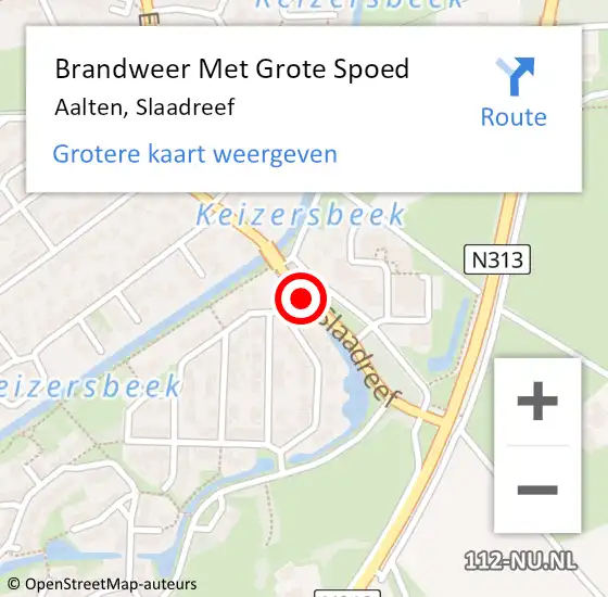 Locatie op kaart van de 112 melding: Brandweer Met Grote Spoed Naar Aalten, Slaadreef op 27 oktober 2018 02:04