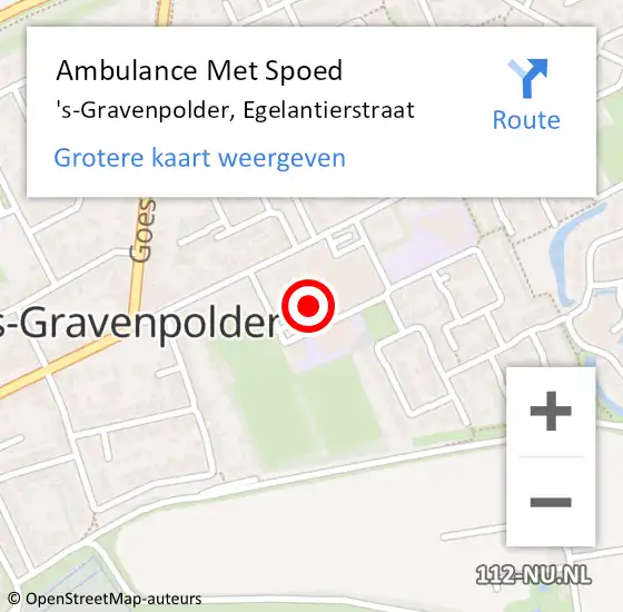Locatie op kaart van de 112 melding: Ambulance Met Spoed Naar 's-Gravenpolder, Egelantierstraat op 27 oktober 2018 08:11