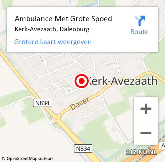 Locatie op kaart van de 112 melding: Ambulance Met Grote Spoed Naar Kerk-Avezaath, Dalenburg op 27 oktober 2018 08:20