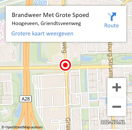 Locatie op kaart van de 112 melding: Brandweer Met Grote Spoed Naar Hoogeveen, Griendtsveenweg op 27 oktober 2018 08:27