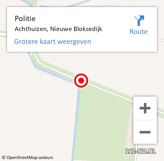 Locatie op kaart van de 112 melding: Politie Achthuizen, Nieuwe Bloksedijk op 27 oktober 2018 08:34